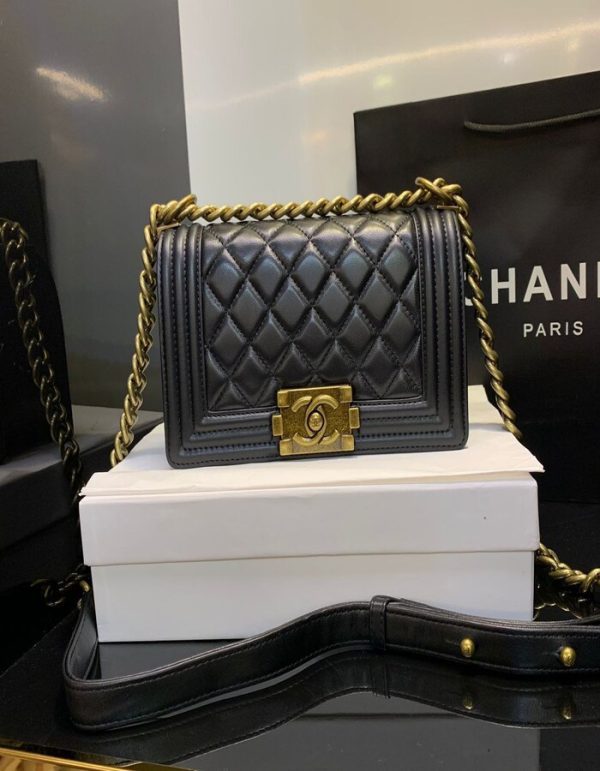 Chanel Old White Caviar Chevron Boy Bag | Chicly Hub