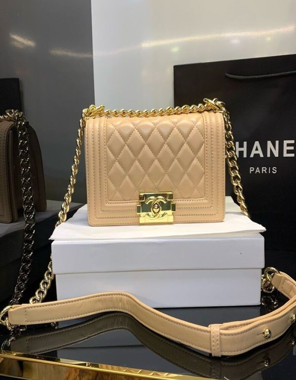 Chanel Old White Caviar Chevron Boy Bag | Chicly Hub