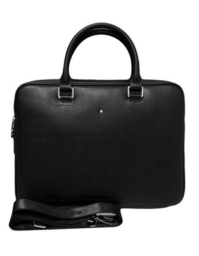 Black Montblanc briefcase made of genuine leather | Chicly Hub