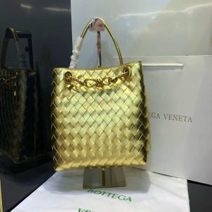 Bottega Veneta Andiamo Small White Leather Top Handle Bag | Chicly Hub