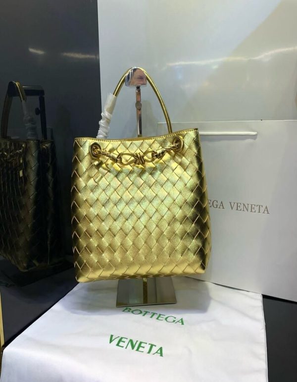 Bottega Veneta Andiamo Small White Leather Top Handle Bag | Chicly Hub