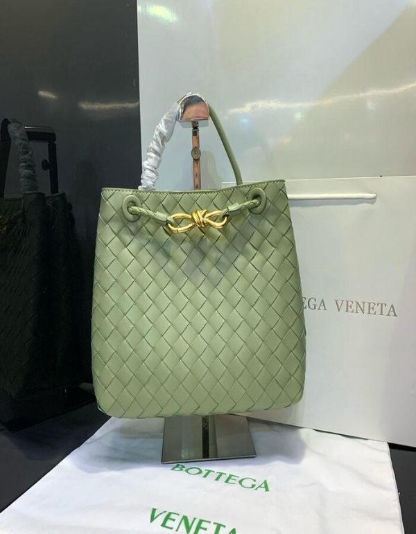 Bottega Veneta Andiamo Small White Leather Top Handle Bag | Chicly Hub