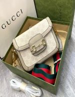 GUCCI Beige & Off-White ' 1955' Horsebit Shoulder Bag | Chicly Hub