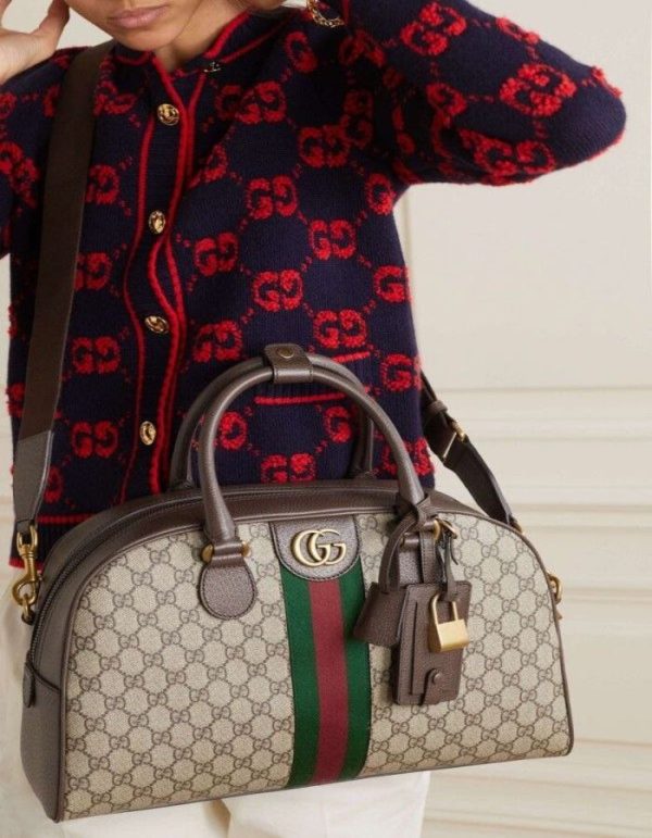 GUCCI Ophidia leather-trimmed printed coated-canvas tote | Chicly Hub