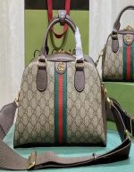 GUCCI Ophidia leather-trimmed printed coated-canvas tote | Chicly Hub