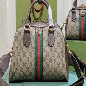 GUCCI Ophidia leather-trimmed printed coated-canvas tote | Chicly Hub