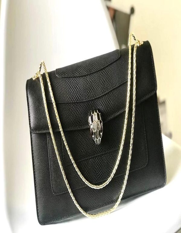 Bvlgari Black Karung Serpenti Forever Metallic Flap Medium Bag | Chicly Hub