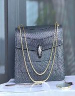 Bvlgari Black Karung Serpenti Forever Metallic Flap Medium Bag | Chicly Hub