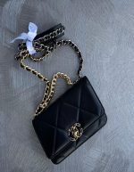 CHANEL Lambskin Quilted Chanel 19 Wallet On Chain WOC | Chicly Hub