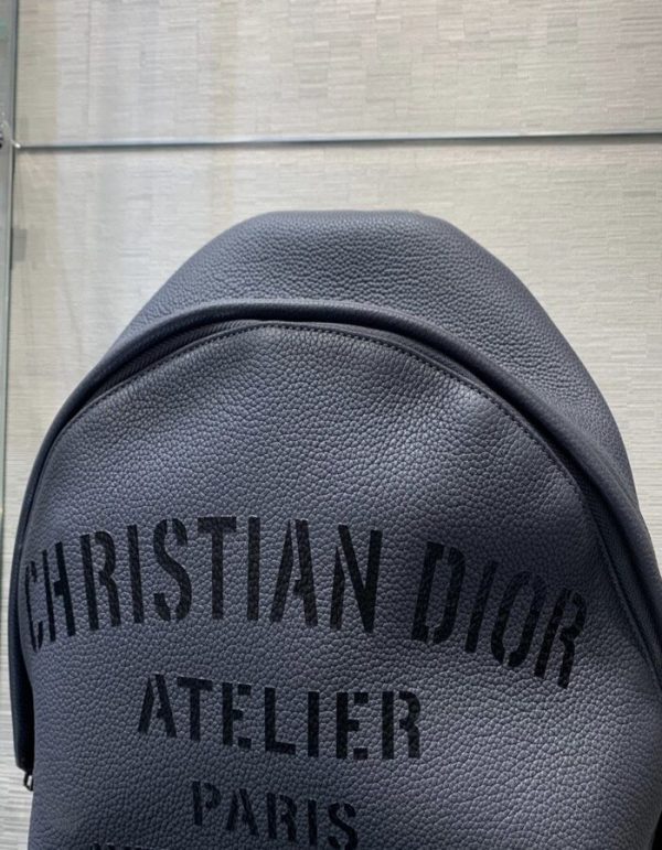 CHRISTIAN DIOR Calfskin Atelier Signature Print Backpack Grey | Chicly Hub