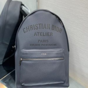 CHRISTIAN DIOR Calfskin Atelier Signature Print Backpack Grey | Chicly Hub