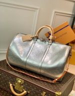 LOUIS VUITTON KEEPALL BANDOULIERE 50 SILVER | Chicly Hub