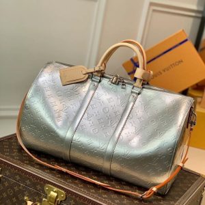 LOUIS VUITTON KEEPALL BANDOULIERE 50 SILVER | Chicly Hub