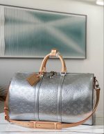 LOUIS VUITTON KEEPALL BANDOULIERE 50 SILVER | Chicly Hub