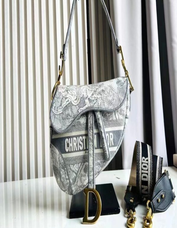 Christian Dior Oblique Embroidered Saddle Bag | Chicly Hub