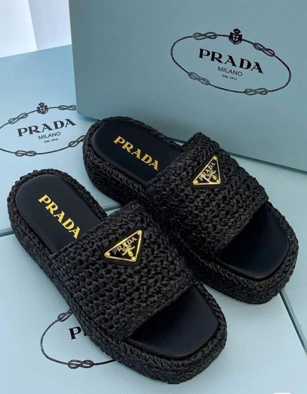 Prada Flatform raffia sandals | Chicly Hub