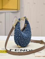 Fendigraphy Mini Light blue FF denim fabric mini bag | Chicly Hub