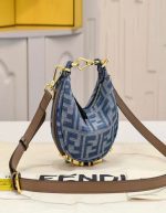 Fendigraphy Mini Light blue FF denim fabric mini bag | Chicly Hub