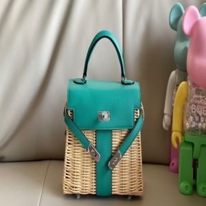 Hermès Kelly 20 cm Picnic handbag wicker | Chicly Hub