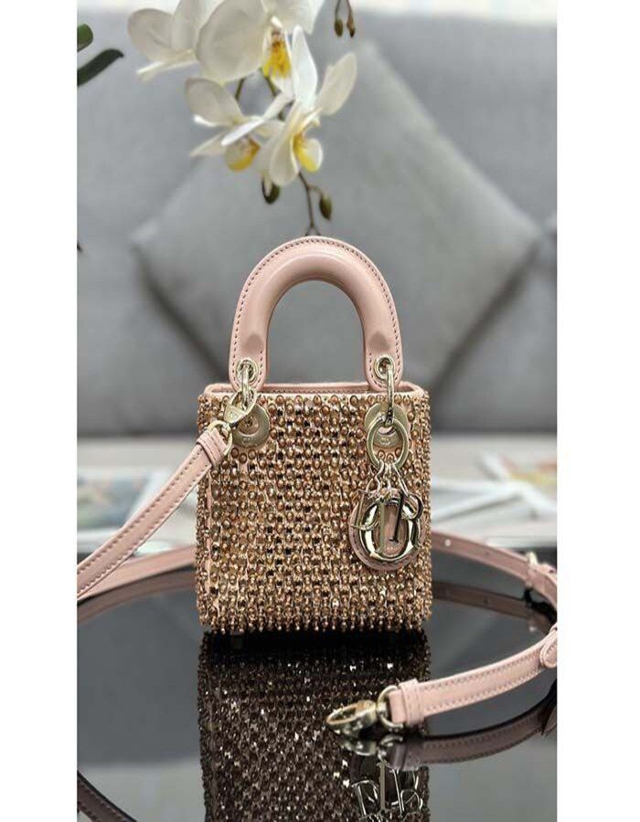 Dior Women CD Mini Lady Bag Square-Motif Embroidery | Chicly Hub