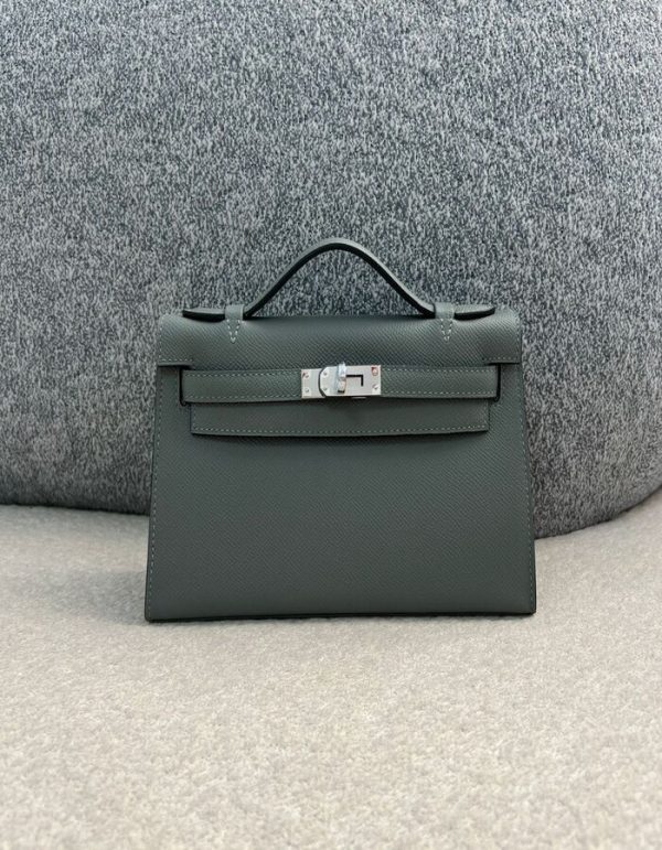 Hermes Swift Kelly Pochette Clutch Gris Perle | Chicly Hub