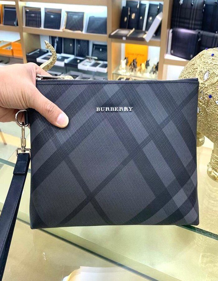 BURBERRY Large Check Zip Pouch for men | Chicly Hub