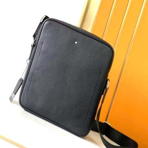 Montblanc Black Leather Small Sartorial Messenger Bag for men | Chicly Hub