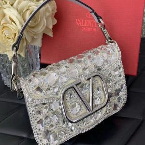 VALENTINO GARAVANI Crystal Nappa Vlogo Small Loco Bag | Chicly Hub