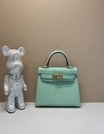 HERMES Chevre Mysore Mini Kelly Sellier 20 Vert Fizz | Chicly Hub