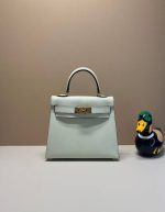 HERMES Chevre Mysore Mini Kelly Sellier 20 Vert Fizz | Chicly Hub