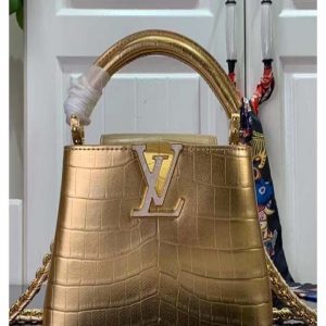 Louis Vuitton LV Women Capucines Mini Handbag Forest Clearing High Shiny Alligator Leather for women | Chicly Hub