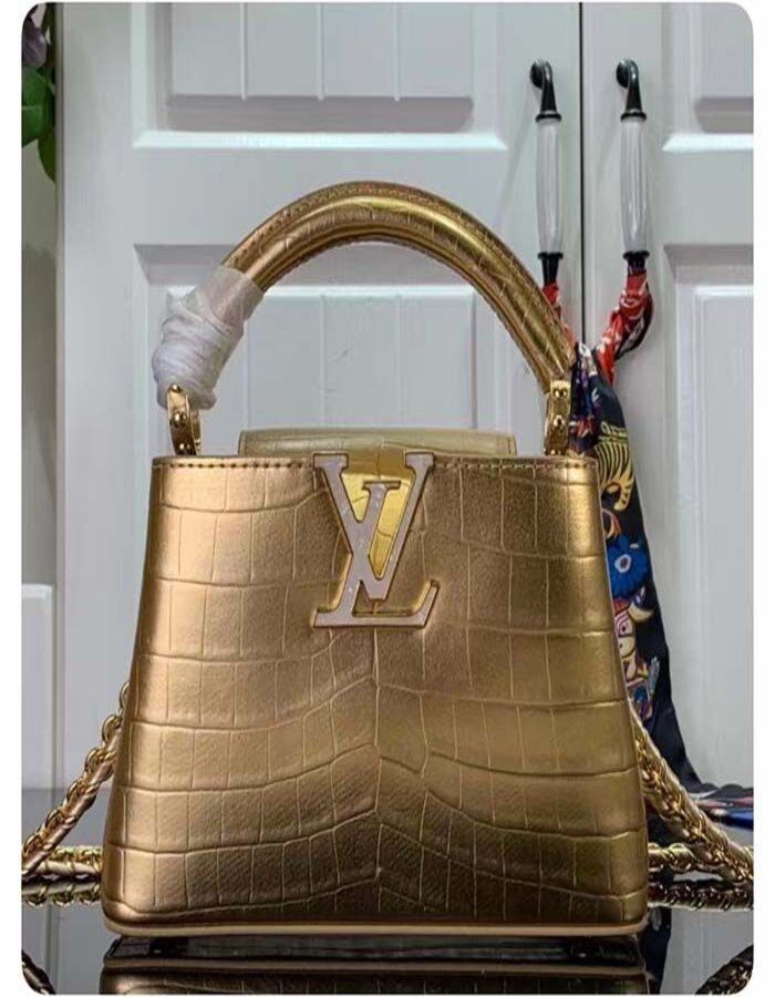 Louis Vuitton LV Women Capucines Mini Handbag Forest Clearing High Shiny Alligator Leather for women | Chicly Hub