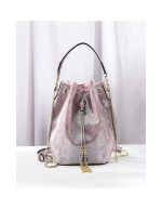 Leather Bucket Bag Pink Made of genuine cow leather | Chicly Hub