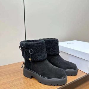 CELINE BULKY CROPPED BOOT WITH TRIOMPHE TASSELS IN SUEDE CALFSKIN | Chicly Hub