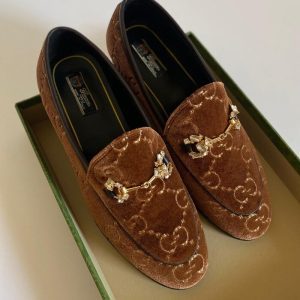 Gucci Casual Embellished Tan Leather Ballerinas | Chicly Hub