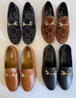 Horsebit Leather-Trimmed Logo-Embroidered Velvet Loafers | Chicly Hub