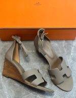 HERMES Calfskin Legend Wedge Sandals for women | Chicly Hub