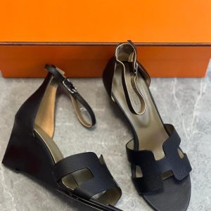 HERMES Calfskin Legend Wedge Sandals for women | Chicly Hub