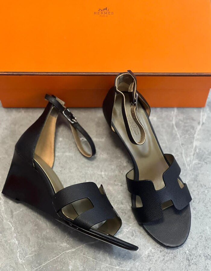 HERMES Calfskin Legend Wedge Sandals for women | Chicly Hub