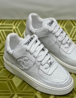 CHANEL Calfskin Logo Sneakers 36 White For Women | Chicly Hub