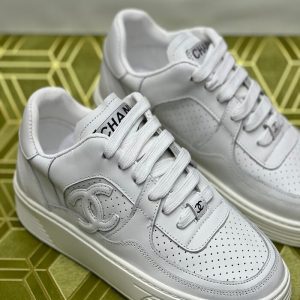 CHANEL Calfskin Logo Sneakers 36 White For Women | Chicly Hub