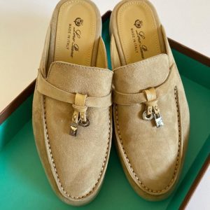 Loro Piana Beige Suede Babouche Charms Walk Mules | Chicly Hub