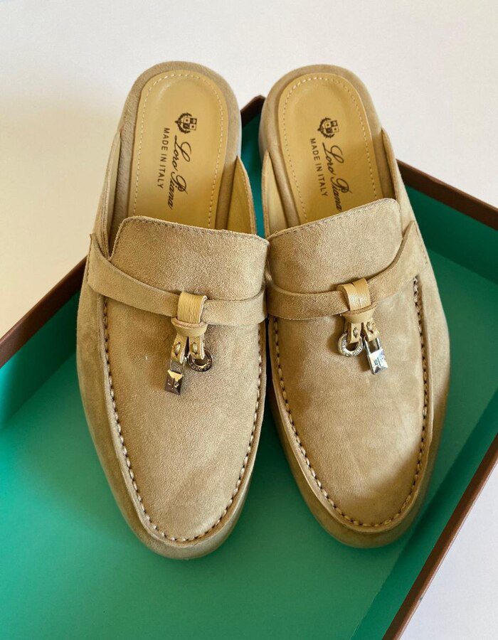 Loro Piana Beige Suede Babouche Charms Walk Mules | Chicly Hub