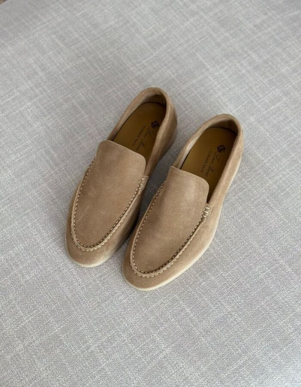 Loro Piana Brown Suede Summer Walk Slip On Loafers | Chicly Hub