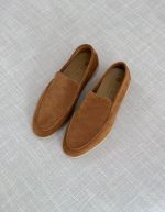 Loro Piana Brown Suede Summer Walk Slip On Loafers | Chicly Hub