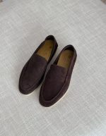 Loro Piana Brown Suede Summer Walk Slip On Loafers | Chicly Hub