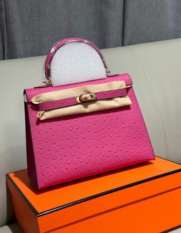 Hermes Kelly 32 Fuschia Pink Ostrich GHW | Chicly Hub