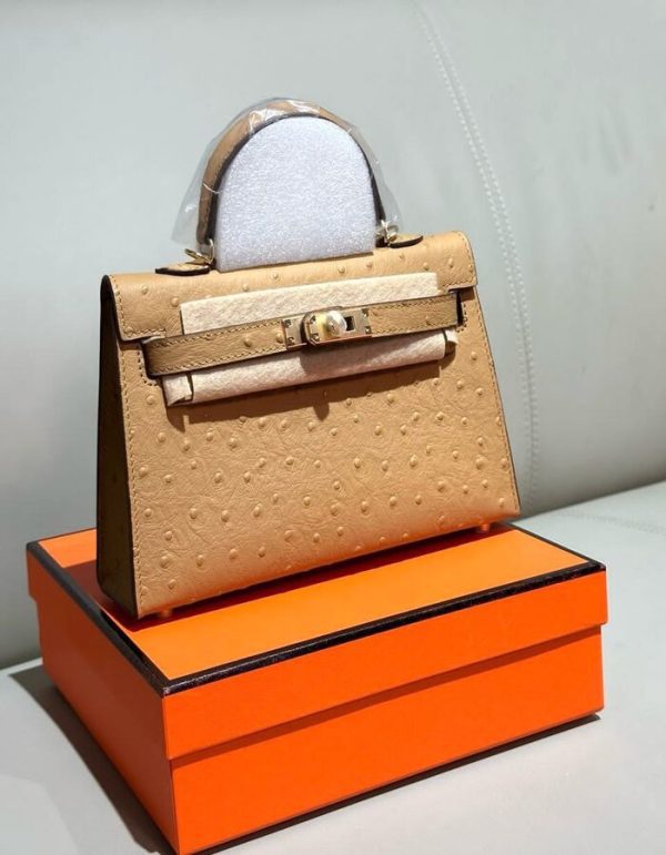 Hermès Gris Perle Ostrich Mini Kelly 20 Gold Hardware | Chicly Hub