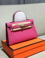 Hermès Gris Perle Ostrich Mini Kelly 20 Gold Hardware | Chicly Hub