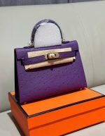 Hermès Gris Perle Ostrich Mini Kelly 20 Gold Hardware | Chicly Hub